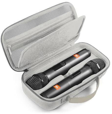 Wireless Microphone Portable Carrying Case Compatible with JBL Wireless Two Microphone System, Dual Mic Hard Bag Suitable for Travel and Home Storage, Charcoal Gray, Portable Carrying Case
