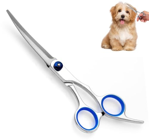 Tijeras de aseo profesionales para perros y gatos - Curvadas, cerdas largas, de acero inoxidable