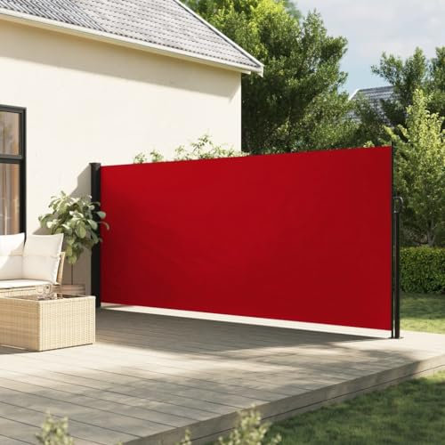 Festnight Alu-Seitenmarkise Seitenmarkise ausziehbar Seitenmarkise 180x500 Sichtschutz ausziehbarMarkise terrasse Balkon markise Sonnenschutz Blickdicht Seitenrollo-Rot-180 x 500 cm