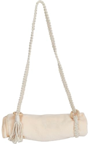 GORGECRAFT Makramee-Yogamatten-Tragegurt Yogamatten-Schlinge Geweißte Mandel Verstellbare Reisequaste Crossbody Geflochtene Yoga-Tragegurte Aus Baumwolle Schlinge Für Yoga Sport Tragen Im Freien