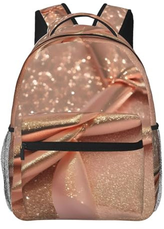 KoNsev Rose Gold Glitter Backpacks Elementary Bookbags Girls Boys Fashion Casual Daypack Travel,College,Teacher