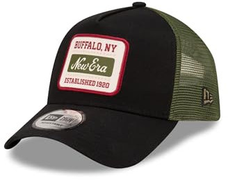 New Era A-Frame Trucker Cap verstellbar Snapback Kappe Patch Buffalo gebogener Schirm schwarz grün - One-Size