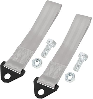 A ABSOPRO 2Piezas Gris Universal Coche Remolcar Remolque Gancho Parachoque Remolque Cinturón Correa Reemplazo de artículo