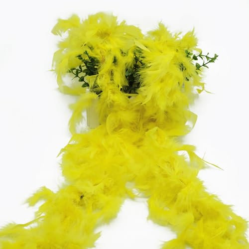 Blausky 2 Stück Federboa Einfarbig Feder Schal Länge ca. 2m Federstola Federstreifen Federschal Flauschige Girlande Federgirlande Kostüm-Accessoire für Charleston 20er Jahre,Karneval,Mottoparty,Gelb