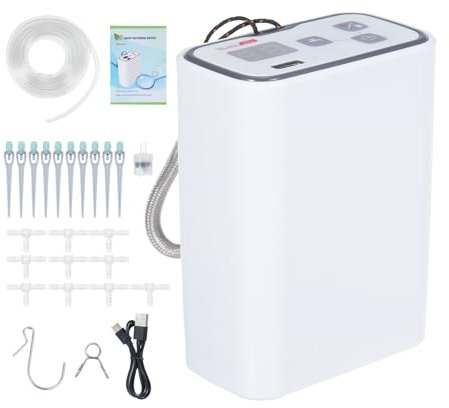 Irrigation System Kit, Weytoll Rechargeable Watering System, Timed Watering Built-in Water Pump 100 Timed Combinations 10 * Three Way Connector 10* Adjustable Drip Arrow