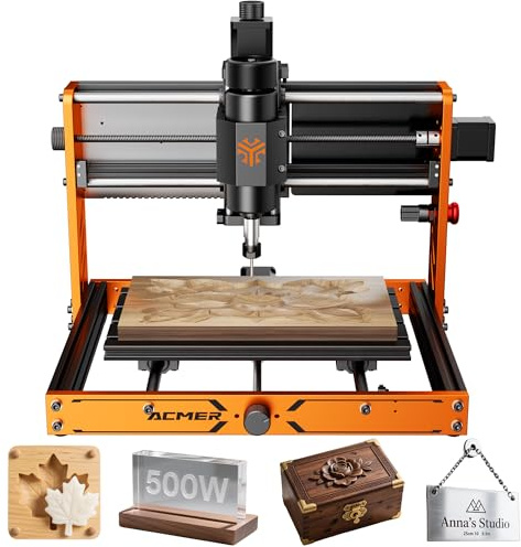 CNC-Fräsmaschine, ACMER Ascarva 3 S, 500 W, CNC-Fräsmaschine, Arbeitsbereich 30 x 18 x 7,8 cm, für Holz, Kunststoff, Metall, Acryl, MDF, Nylon, Schnitzen Schneiden