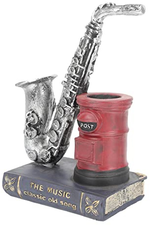 ULTECHNOVO Saxophon-Verzierung Saxophon-Skulptur Vintage-Dekoration für zu Hause Stifthalter für Schreibtisch Vintage Wohnkultur Saxophon-Statue aus Kunstharz Saxophonmodell