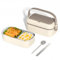 Caja Bento de acero inoxidable, material 304, apta para microondas, capacidad extragrande, cuchara y palillos incluidos, ideal para el trabajo y la escuela