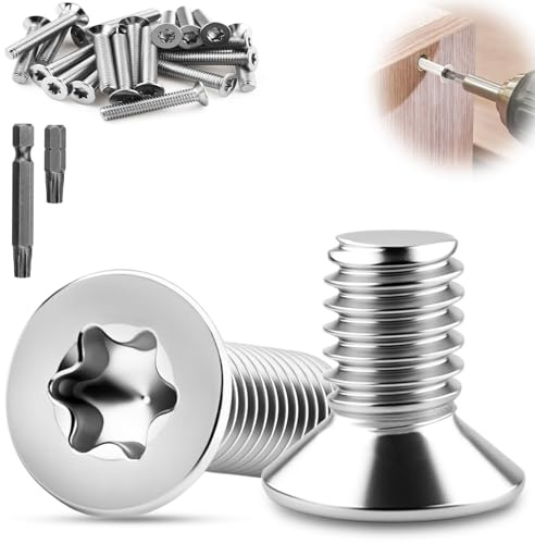 XRXYMQ 120 Pièces M3 Vis Tête Fraisée M3 x 6 mm Vis Fraisée DIN 7991/ISO 10642 Inox A2 V2A Filetage À Six Pans Creux Torx Pour Machine Meubles Argentées