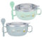 TOPPERFUN 2 piezas Tazón Térmico para Bebés Inoxidable con Diseño de Dibujos Animados para Alimentación Infantil y Contenedores de Almuerzo Verde Azul