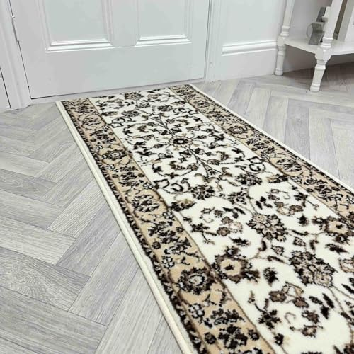 runrug Soft & Luxurious Hallway Runner Rug - Comfortable Carpet for Hall, Kitchen & Corridor - Multiple Sizes - Stain-Resistant, Dirt-Resistant - 270cm x 70cm - 9mm Thick - Traditional, Pearl