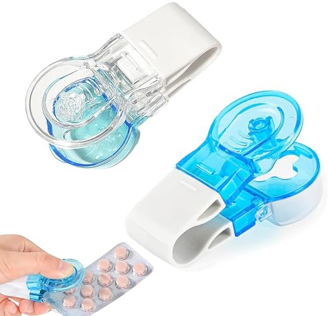 2 PCS Portable Pill Taker, Pill Popper for Blister Packs, Blister Pack Opener, No Touch Easy to Take Pill Out, Tablet Dispenser(Blue)