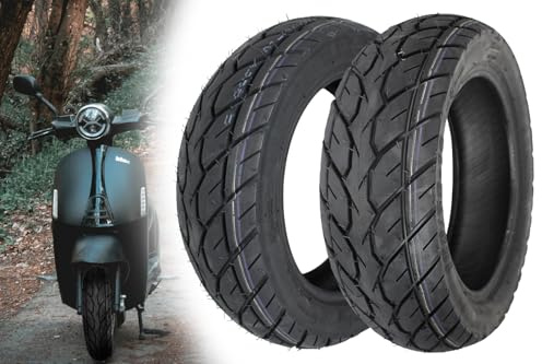 2x Allwetterreifen 120/70-10 Zoll, 54L PR356 TL, M+S Reifen Ganzjahresreifen kompatibel mit Piaggio Zip Typhoon Vespa Peugeot Speedfight Vivacity Yamaha Aerox, Roller