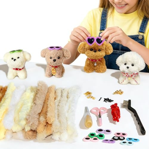 CEWROM Bastelset Kinder,Pfeifenputzer Zum Basteln,Filz Set Für 8 Hund, Tiere Filzen Starterset, Kreativ-Set zum Selbermachen, Geschenk zum Einschulung, Geburtstag Mädchen Jungen