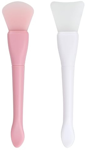 Lot De 2 Pinceaux De Masque En Silicone - Queue De Poisson - Double ExtréMité - Applicateur Pour Masque D'Argile, Boue, Bricolage, Soins De La Peau - Facile à Nettoyer - Rose Et Blanc