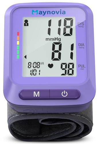 Wrist Blood Pressure Monitor with Large LCD Display, Accurate Automatic Wrist Blood Pressure Monitors for Home Use, 2 x 60 Memory, Adjustable Cuff (13.5-21.5cm), Carrying Case Included