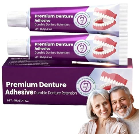 2 Pcs Haftcreme Extra-Super-Stark Für Die Dritten Prothesenkleber Fester Biss Haftcreme Haftcre-me Für Zahnprothesen Zahnprothesen-Haftmittel Fester Biss Fü-R Prothese Zahnprothesen Kleber 40g/Pcs