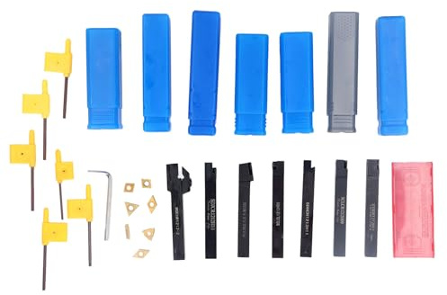 12-mm-Drehbank-Bohrstangen-Set, 7-teiliger Indexierbarer Drehwerkzeughalter mit Hartmetalleinsätzen und Schraubenschlüsseln, CNC-Drehbank-Schneidwerkzeugset für die