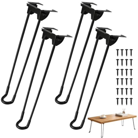 RANJIMA 4 Stück Klappbare Hairpin Tischbeine 32CM, Faltbare Couchtischbein | Haarnadelbeine Schwarz Hairpin Tischfüße, Möbelfüße für Couchtisch, Schreibtisch, Betttisch, Laptop,Camping-Tisch,DIY-Möbel