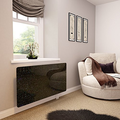 Glass Radiator Cover Printed - Black Galaxy Granite - Made by Premier Range in 620mm Wide x 640mm High