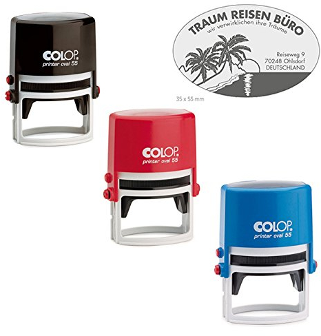 Stempel Colop Printer Oval 55 | ovaler Selbstfärbestempel mit Wunschtext oder Wunschmotiv | 35 x 55 mm - 6 Zeilen