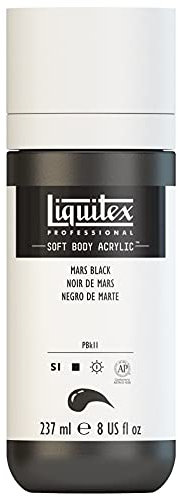 Liquitex 1923276 Professional Acrylfarbe Soft Body - Künstlerfarbe in cremiger deckender Konsistenz, hohe Pigmentierung, lichtecht & alterungsbeständig, 237ml Flasche - Marsschwarz