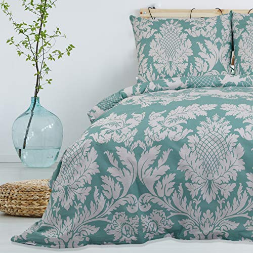 Buymax Bettwäsche 155x220 cm – Bettwäsche Set 2-teilig 155 x 220 cm, Renforcé 100% Baumwolle, Bettbezug mit 1 Kissenbezug 80x80 cm, Oeko-TEX, Reißverschluss, weich und atmungsaktiv