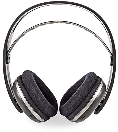 NEDIS Wireless TV Headphones | RF | Over-Ear | Maximum Battery Play Time: 11 hrs | 100 m | Digital Audio | Charging Dock | Black/Silver