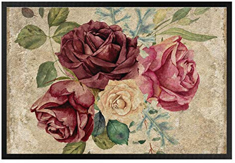 Bilderwelten Fußmatte - Vintage Rosen und Hortensien, Größe HxB: 60cm x 85cm