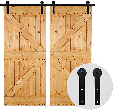 292cm/9.6FT Rail porte coulissante,Quincailleri Kit de Rail pour Porte Coulissante,double porte coulissante,Noir