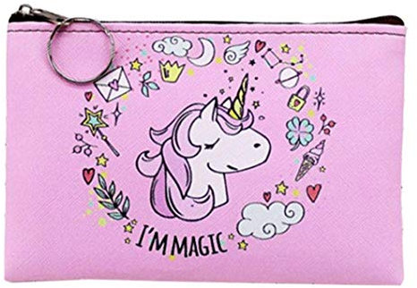 AMOYER Cartoon Licorne Porte-Monnaie Mini Porte-Monnaie Avec Fermeture à Glissière Carte Mignonne Porte-Clés Portefeuilles Pour Les Filles Les Femmes Enfants