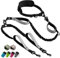 SparklyPets Laisse Double Mains Libres pour 2 Chiens de Grande et Moyenne Taille – Longe Ceinture Anti-Traction avec Coutures Réfléchissantes – Accessoire Chiens Canicross, Running, Randonnée