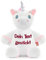Direkt-Stick.de Einhorn Plüschtier Kuscheltier mit Namen/Geburtsdatum Bestickt, Stofftier weiß pink personalisiert, Geschenk - Geschenkidee personalisierbar