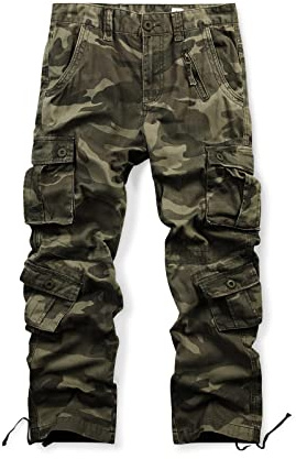 Aeslech Herren Cargohose Hose mit 8 Taschen Regular Fit Cargo Hose Baumwollhose Freizeithose Wanderhose Trekkinghose Outdoorhose für Männer Camo 169 W44 - DE54