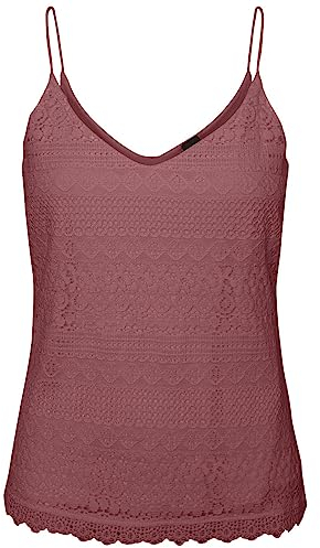 VERO MODA Damen Vmhoney Lace Singlet Wvn, Rose Brown, S