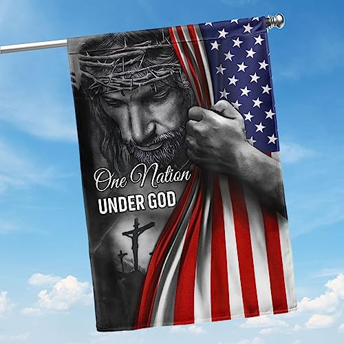 FLAGWIX Amerikanische Flaggen, One Nation Under God – Dekoration für Zuhause, Außen, Innen- und Außenbereich, 30 x 40 cm, doppelseitig, robuste Leinwand, farbecht