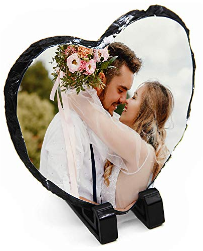 Curved Banana Personalised Heart Shaped Matte Photo Rock Slate - Add Your Own Photo - 15cm