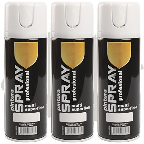 H HANSEL HOME Pintura Spray Blanco Satinado 400 Ml - Pack de 3 Unidades