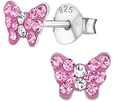 Mädchen Damen Ohrstecker echt 925 Sterling Silber Zirkonia Kinder Ohrringe Schmetterling