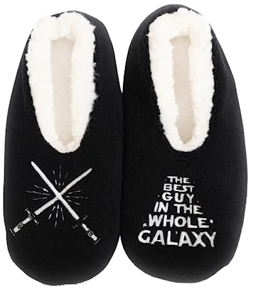Splosh Men's Space Black Slippers | Astrology Gifts Medium Fluffy Slippers | Soft, Cozy & Machine Washable with Non-Skid Sole