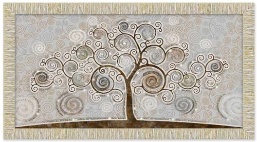 Deco Italia Quadro Albero della Vita, su pannello con glitter e cornice oro | misura 110 x 60 cm