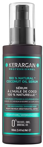 Kerargan - Suero Capilar Hidratante con Aceite de Coco - Protección & Nutrición para Cabellos Deshidratados y Dañados - Brillo y Suavidad - Sin sulfatos y GMO - 100ml