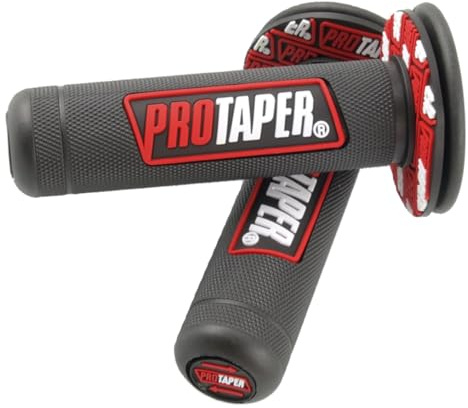 7/8 Motorcross Handle Grips Dirt Bike 22mm 24mm Truster Grips Motorcycle Ergonomic Bar End Non Slip Grip Gel Gep Scooter Cruiser Racing Mountain (Black Red, Pro Taper)