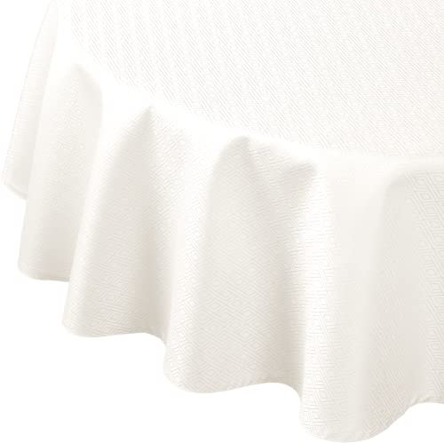 Curt Bauer Tischtuch Damast Dessin 3947 RIGA Farbe offwhite-3838 Größe oval 160x220 cm Rauten-Netz-Musterung Matt-/Glanzeffekten luxuriös Eyecatcher Ziersaum
