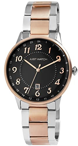 Just Watch Lieran Herren-Uhr Edelstahl Datum Analog Quarz JW20171 (silberfarbig roségoldfarbig schwarz)