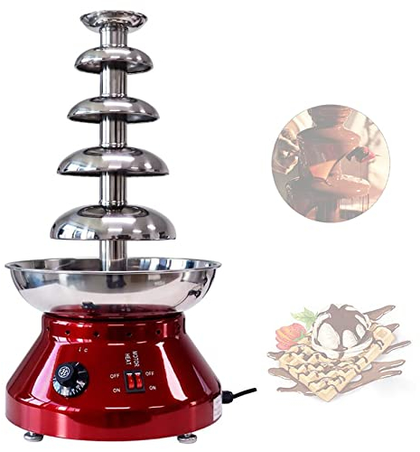 JINTAOMA 5 Tier Chocolate Fountain Party Fountain, Electric Chocolate Fountain Fondue Cheese Butter Heating Melter Heating Fondue Machine Chocolate Fountain,Red