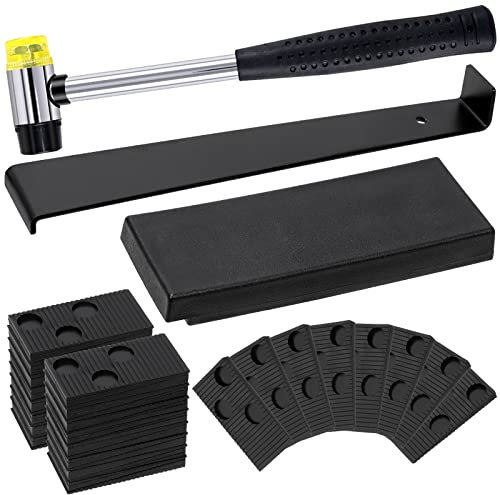Swpeet 33Pcs Laminate Wood Flooring Installation Kit, Including Heavy Duty Double-Faced Mallet with Non Slip Soft Handle, Upgraded Pull Bar with Tapping Block and 30Pcs Spacers
