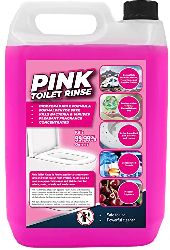 Flow Pink Chemical Motorhome & Caravan WC Toilet Rinse Cleaner | Biodegradable Formaldehyde Free Cleaning Formulation | Disinfectant & Cleaner | Fresh Fragrance (5 Litre, Pink)