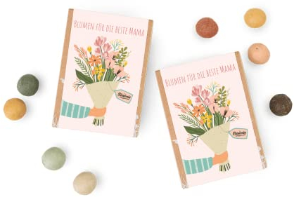Blossombs Blumensamen Geschenkbox - Blumen für die Liebste Mama - 2 x Kleine Giftbox mit 4 Samenbomben - Saatbomben Geschenk für die Liebste Mütter Blumensamen Seedbombs…