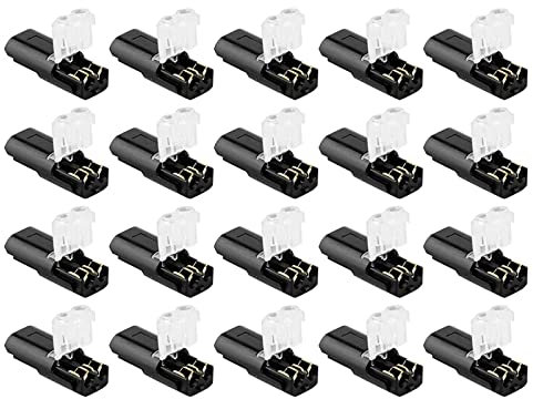 UIHECTA Doppio Filo Connettore Plug-in con Fibbia di Bloccaggio Connettori A Filo Collegabile 2 Pin 2 Vie Terminali di Filo Compatto Universale Giunzione Rapida Connettore di Cablaggio A Filo,30pcs